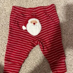 Carter's Red and White Striped Santa butt Baby Pants 0-3 m
